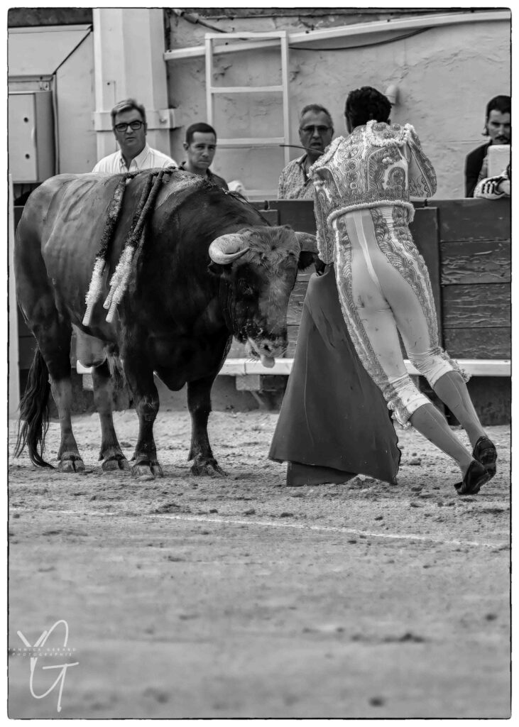 Alejandro Talavante porte l’estocade au toro dans les arènes de Béziers lors de la Feria 2025