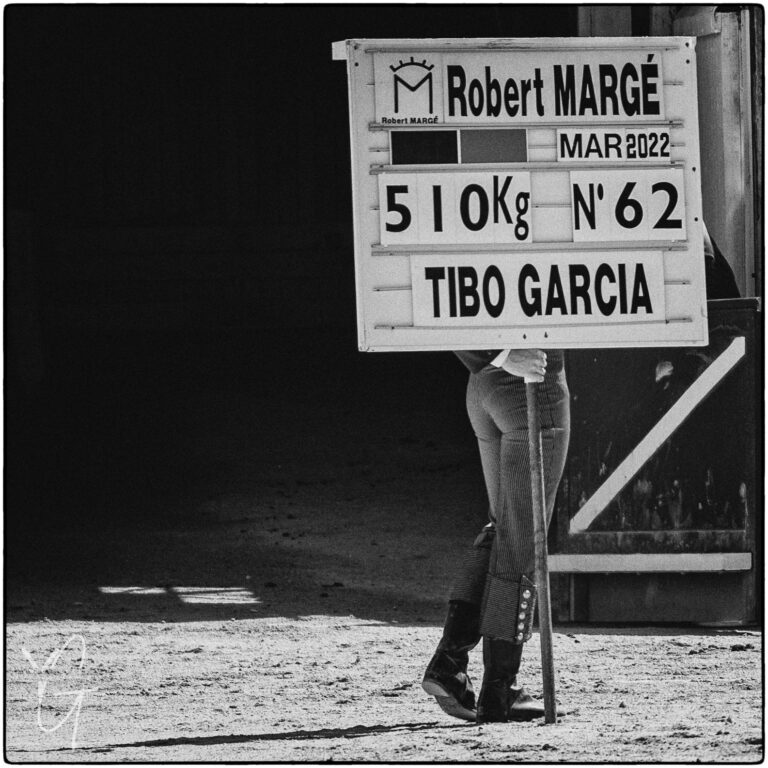 Presentation du cartel pour le premier toro de Robert Marge avec Tibo Garcia comme premier torero a la corrida de Nimes du 24 Mai 2026